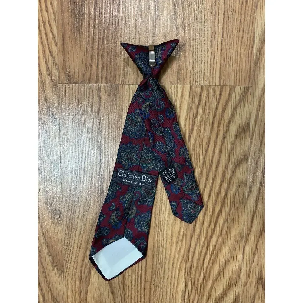 Rare Christian Dior Jeune Homme Kids Junior Clip on Necktie 100% Silk LNWOT